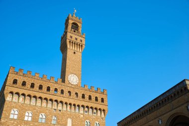 View of the Arnolfo Tower, in the medieval Vecchio Palace, Florence, Italy.