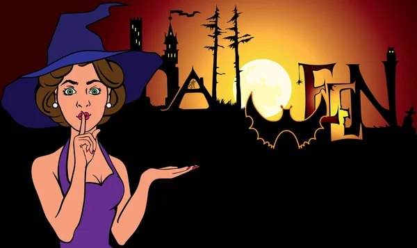 Halloween czarownica sekret oferują — Wektor stockowy