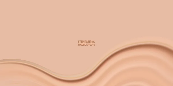 Fondation, fond de teint liquide doux. Fond de teint. Texture maquillage. Effets spéciaux, 3d.Stroke. smudges.Beige anticernes. Illustration vectorielle — Image vectorielle