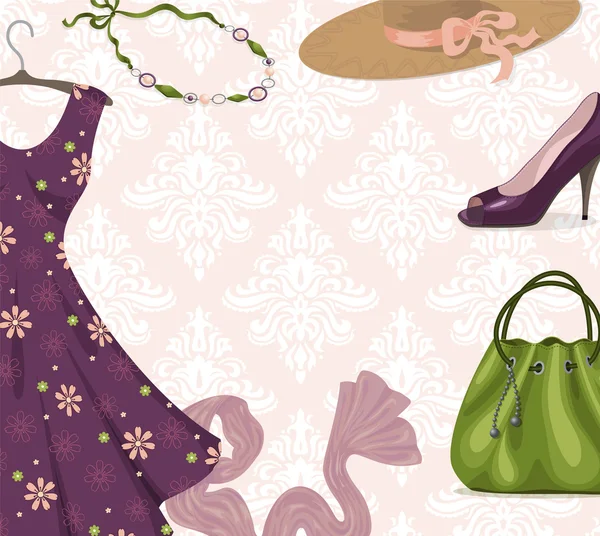Модная женская одежда фон для шопинга или розничного бизнеса — стоковый вектор