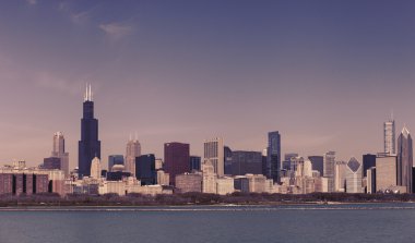 Vintage renkli snaoshot Chicago manzarası