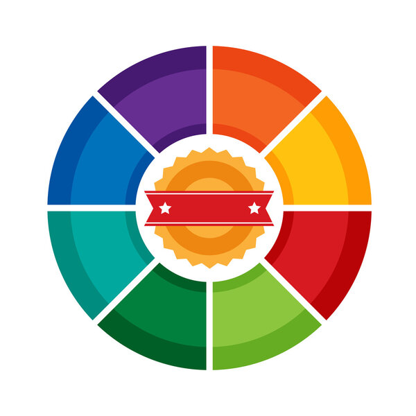 Eight sides infographic circle diagram template or vector wheel chart.