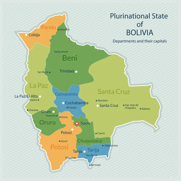 Mapa administrativo de Bolivia — Archivo Imágenes Vectoriales