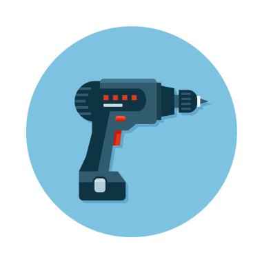 İnşaat aracı matkap ile düz simgeler