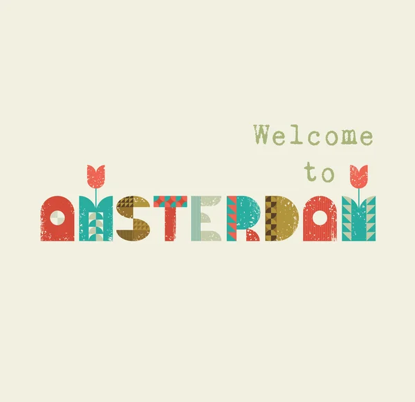 Benvenuti a Amsterdam retro lettering — Vettoriale Stock