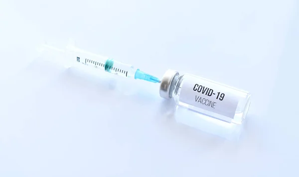 Vaccin Contre Covide Une Seringue Avec Vaccin Isoler — Photo