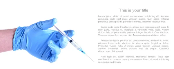 Seringue Avec Vaccin Covid Main Espace Pour Texte — Photo