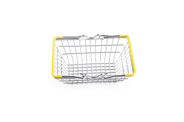 Studio Lighting Toy Metal Basket Products White Background Close — Stock Photo, Image