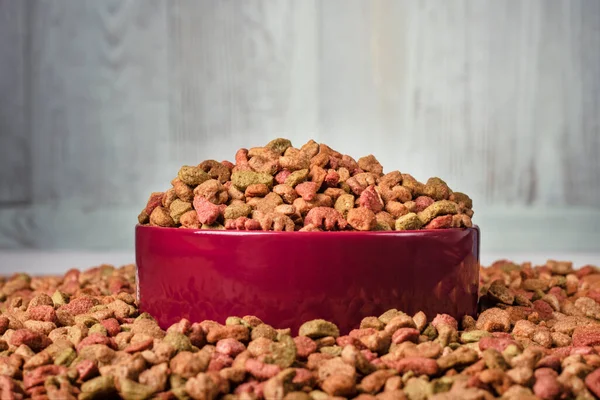 Studio Lighting Animal Feed Scattered Bowl Granule Poured — Stock Photo, Image