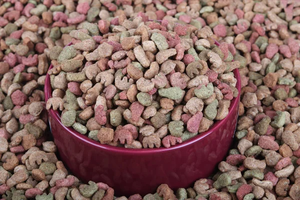 Studio Lighting Animal Feed Scattered Bowl Granule Poured — Stock Photo, Image