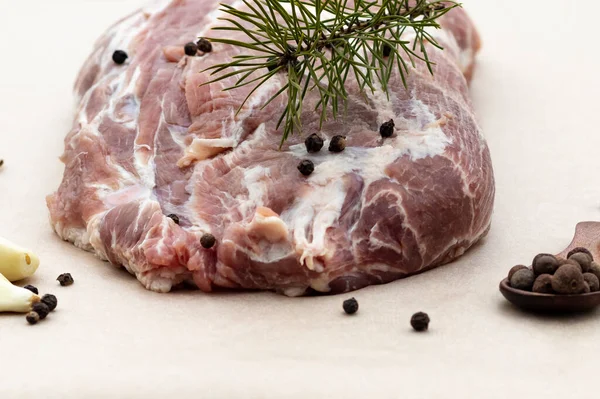 Papel Especial Para Assar Carne Lombo Porco Pescoço Também Perto — Fotografia de Stock