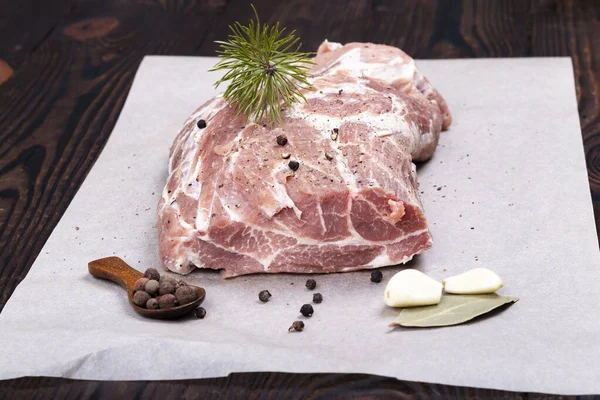 Papel Especial Para Hornear Carne Solomillo Cuello Cerdo También Cerca — Foto de Stock