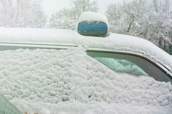 Daylight Police Siren Blue Snow Close — Stock Photo, Image