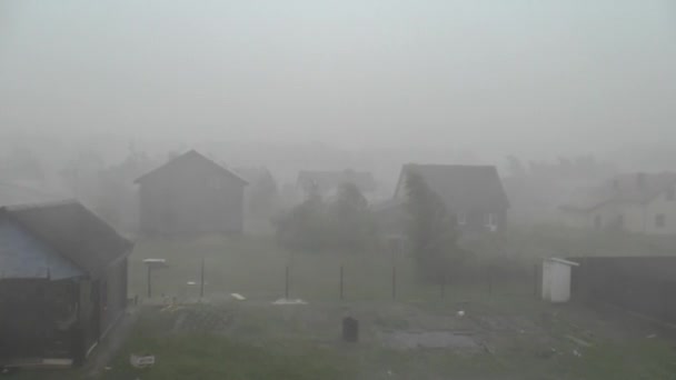 Vista Desde Ventana Luz Natural Fuerte Viento Lluvia Huracán Destruye — Vídeos de Stock