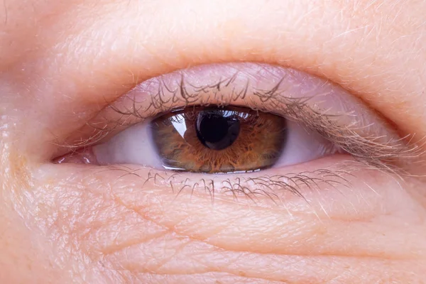 Oko Otevřené Studiové Osvětlení Dívka Věku Let Stárnutí Kůže Očí — Stock fotografie