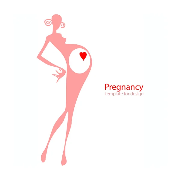 Vector illustration of pregnant female silhouettes — Stock Vector