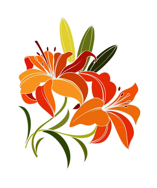 Dieprode lily bloem — Stockvector