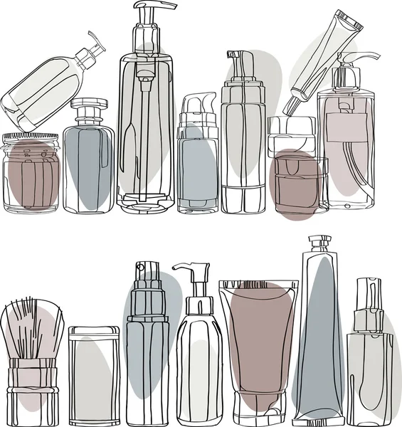 Tubes cosmétiques vierges sur fond bleu . — Image vectorielle