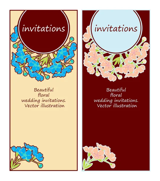 Bloemen bruiloft uitnodigingen — Stockvector