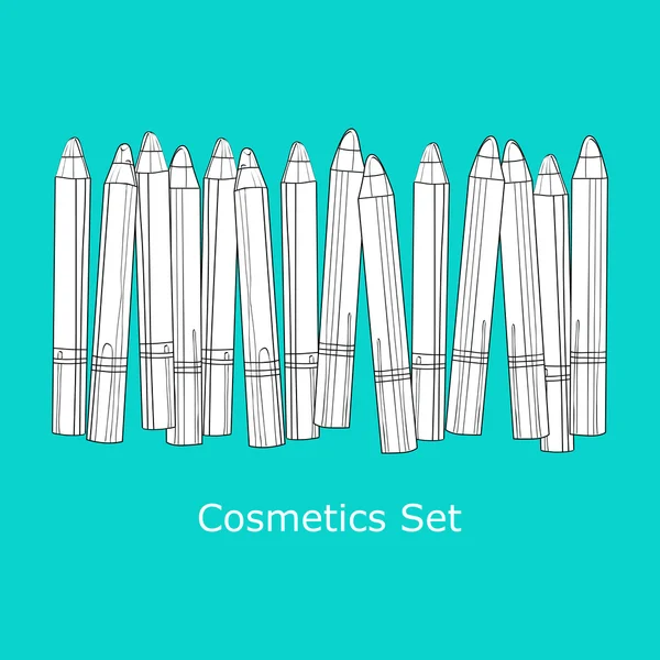 Um conjunto de lápis de cosméticos — Vetor de Stock