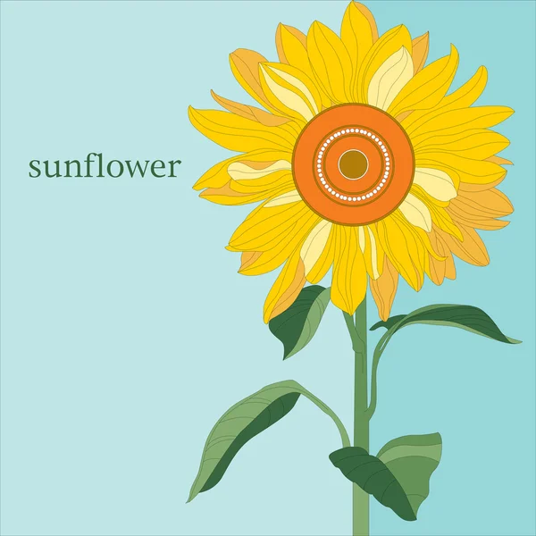 Ornamental bunga matahari di langit biru - Stok Vektor