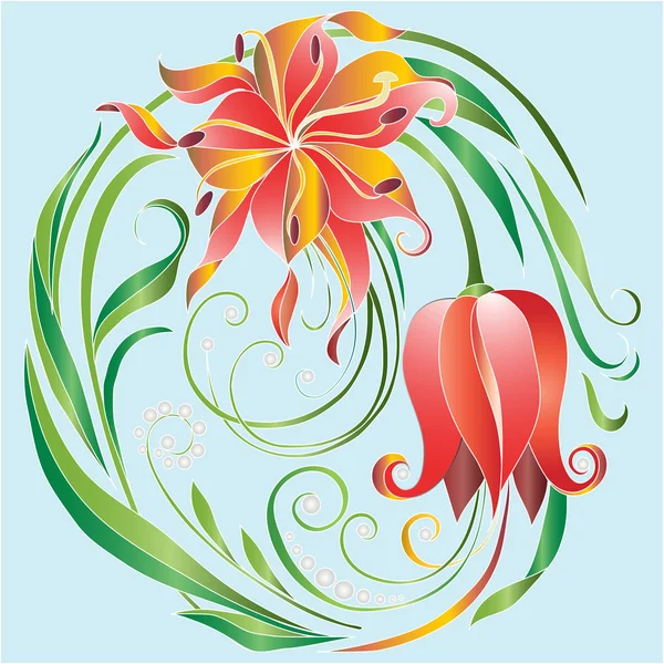 Tulipanes en círculo — Vector de stock