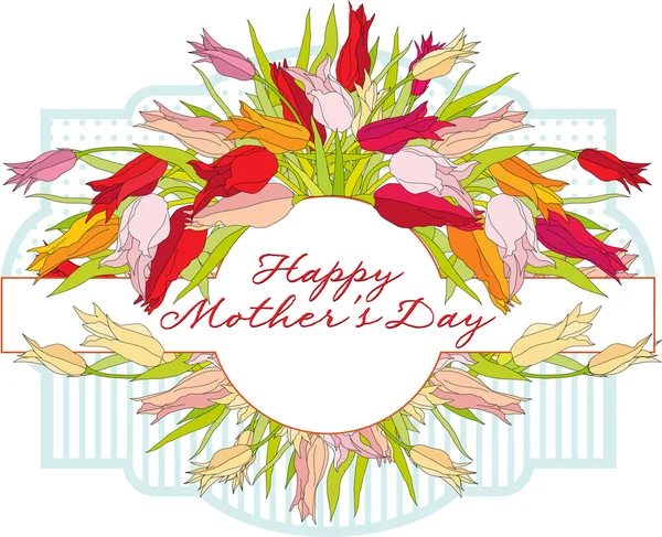 Greeting card with tulips Mothers Day — Stock Vector