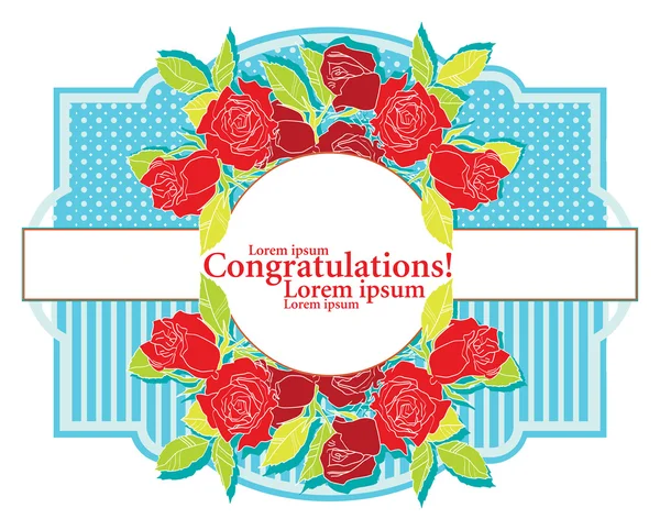 Tarjeta de felicitación con rosas — Vector de stock