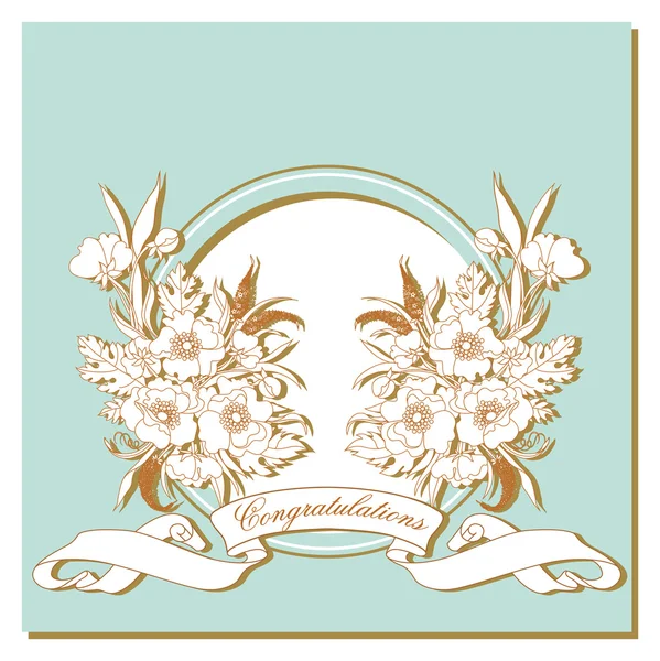 Vintage kaart met bloemen rond het frame. — Stockvector