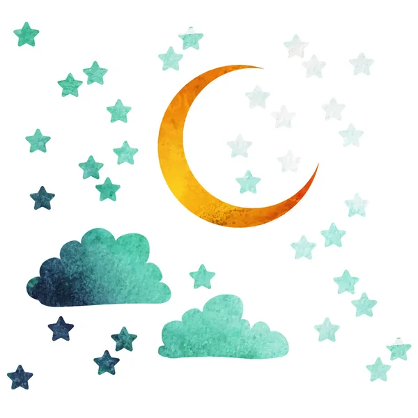 Φεγγάρι και αστέρια — Διανυσματικό Αρχείο