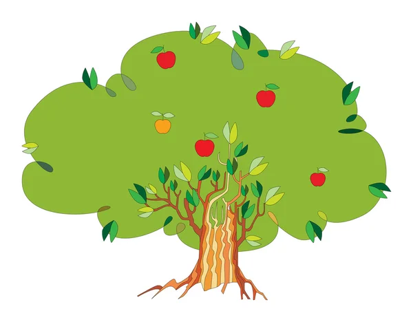 Árbol con manzanas — Vector de stock