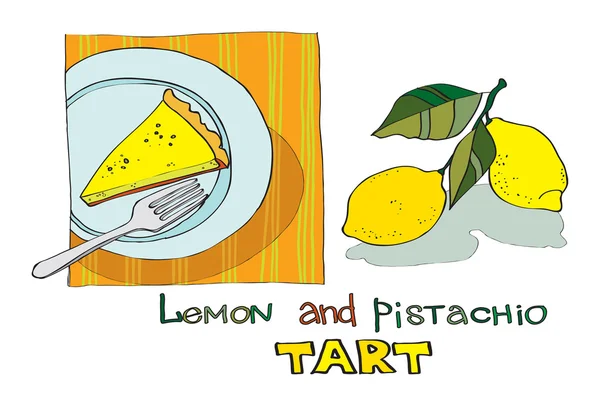 Lemon pistage tårta — Stock vektor