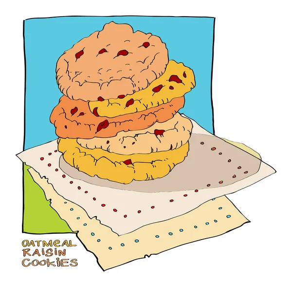 Oatmeal τα μπισκότα σταφίδων — Διανυσματικό Αρχείο