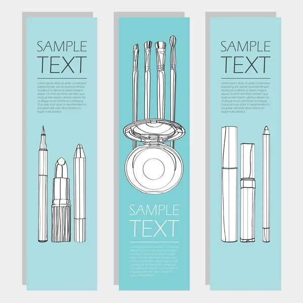 Cosmetische set van verticale flyers — Stockvector