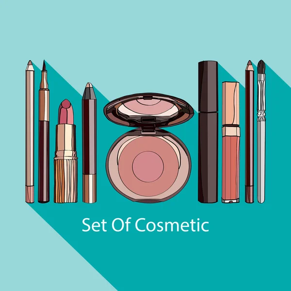 Aantal decoratieve cosmetica — Stockvector