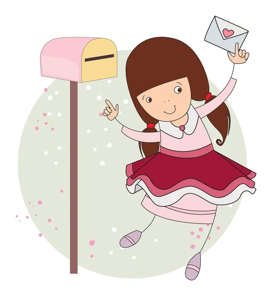 Fille avec une lettre — Image vectorielle