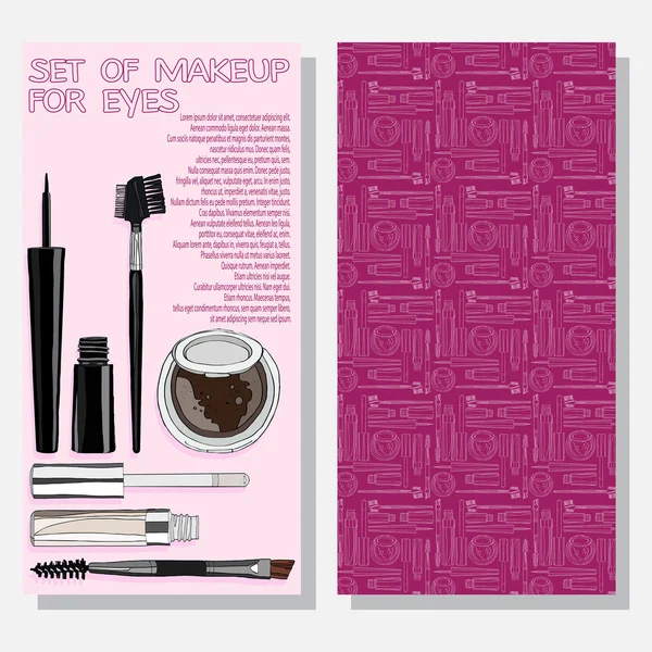 Leaflet with  set of makeup for eyes — Stock Vector