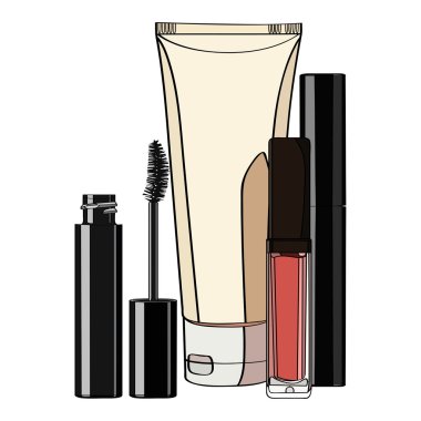 Dekoratif kozmetik kümesi.