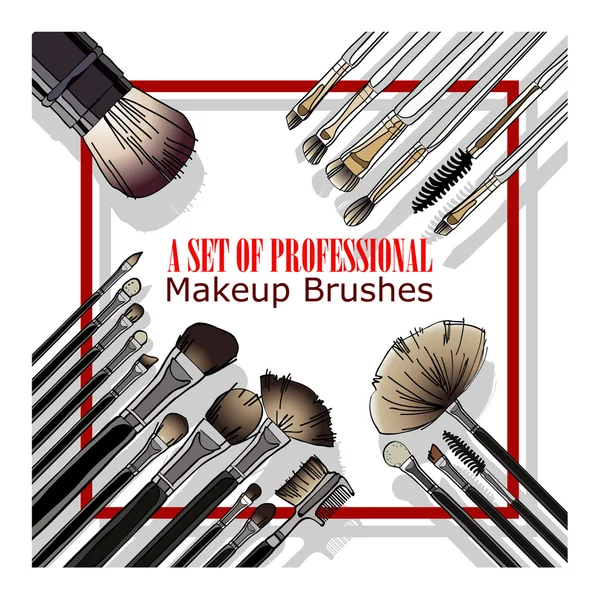 Set of professional makeup brushes Stock Vector