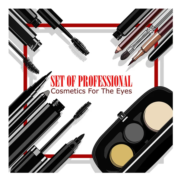Set Cosmetici Professionali Gli Occhi Illustrazione Vettoriale Tuo Design Banner — Vettoriale Stock