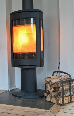 İçerideki şöminenin yanına odun yığdım.