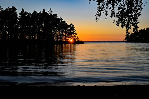 Tramonto sul lago di Vattern in Motala Svezia — Foto Stock