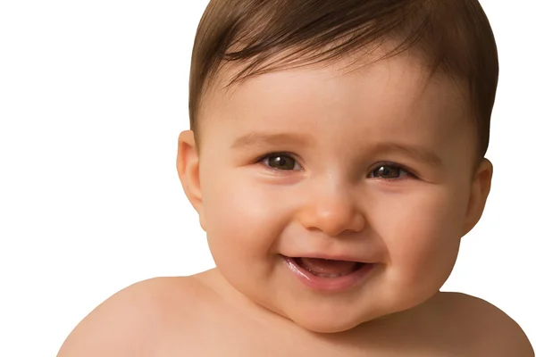 Малыш веселится улыбаясь, крупным планом — стоковое фото