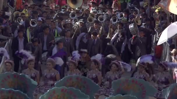 Cochabamba Bolivie 2019 Danseurs Défilés Fanfares Colorées Festival Virgin Urkupina — Video