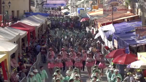 Cochabamba Bolivia 2019 Boliwijskie Kobiety Mężczyźni Tańczą Festiwalu Virgin Urkupina — Wideo stockowe