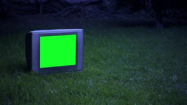 Oude Met Green Screen Outdoors Nachtkleur Inzoomen Kunt Het Groene — Stockvideo