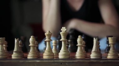 Woman Playing Chess Indoor and Thinking Position, Move and Strategy. 