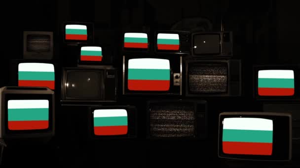 Drapeaux Bulgarie Sur Les Téléviseurs Rétro — Video