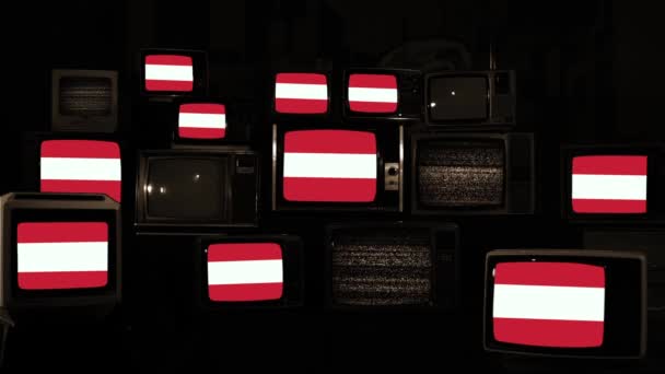 Vlaggen Van Oostenrijk Retro Televisies — Stockvideo
