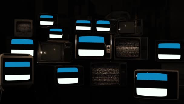 Прапори Естонії Ретро Телевізорах — стокове відео